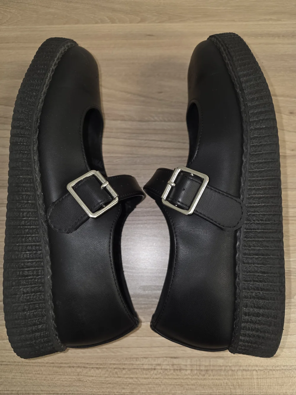 T.U.K Black Mary Jane Platform with Silver Buckle Accent